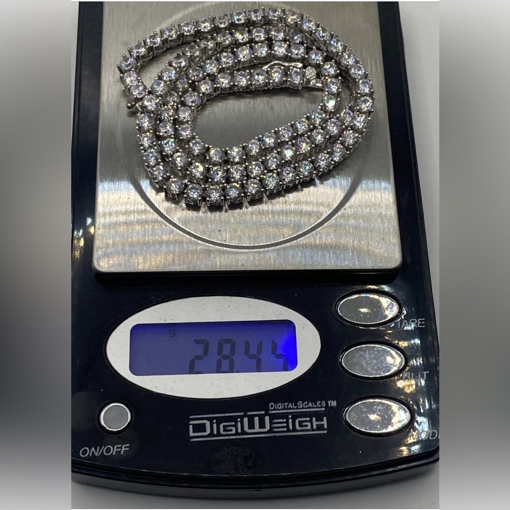 Choker Necklace 925 Sterling Silver China 16” 28.45 Grams Cubic Zircons - Picture 5 of 8